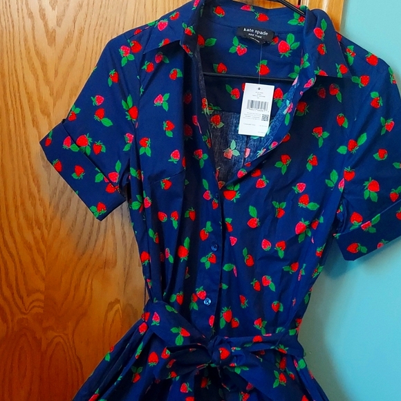 Kate Spade Tossed Strawberries Shirtdress - Picture 4 of 6